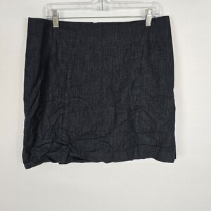 Ann Taylor Loft Mini Skirt Women's 12 Dark Blue Flat Front Zipper Lined